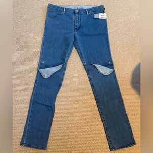 Moschino Men’s Light Blue Snap Knee Denim Jeans Size 36 NWT